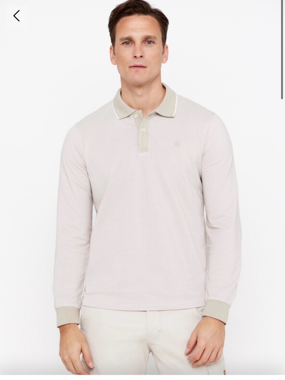 Pedro Del Hierro Pique Polo Shirt Long Sleeve Cream , size Large